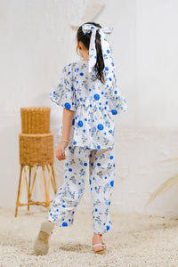 Blue Floral Elegance - 2pcs - Lawn Silk - co-ord-sets, 2pcs-ready-to-wear, 2pcs-ready-to-wear - Sprinkles Pakistan