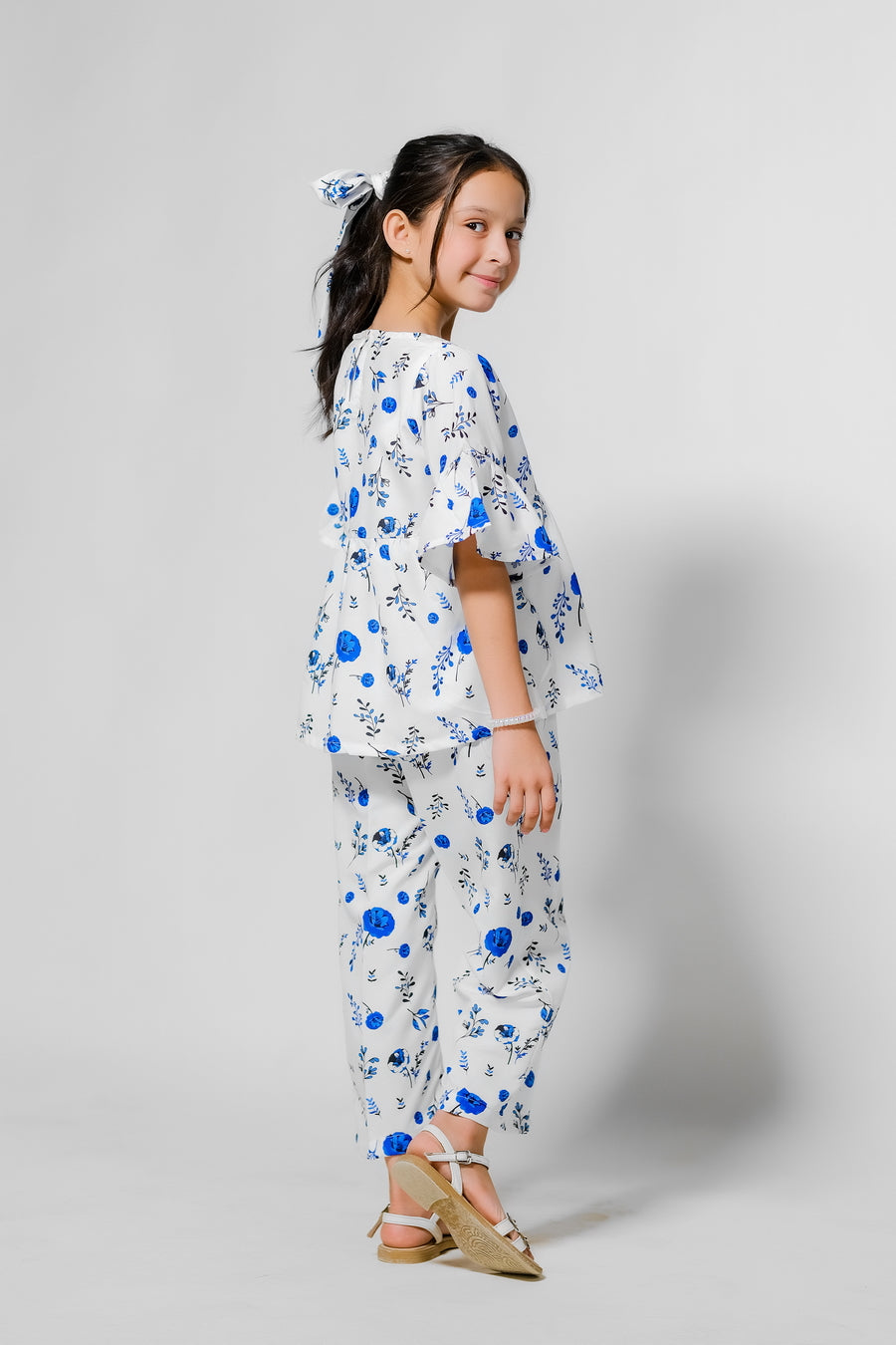 Blue Floral Elegance - 2pcs - Lawn Silk - co-ord-sets, 2pcs-ready-to-wear, 2pcs-ready-to-wear - Sprinkles Pakistan