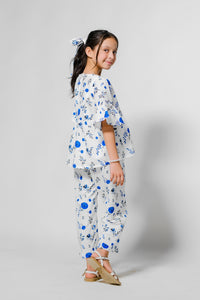 Blue Floral Elegance - 2pcs - Lawn Silk - co-ord-sets, 2pcs-ready-to-wear, 2pcs-ready-to-wear - Sprinkles Pakistan