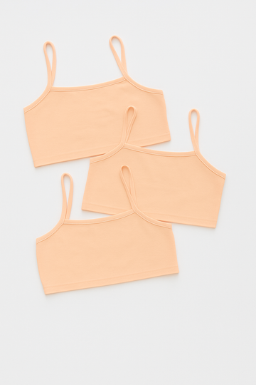 Pack of 3 Girls Pack Solid Cami Bralette - Peach