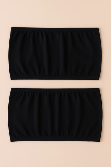 Pack of 2 Girls Solid Bandeau Tube Top - Black