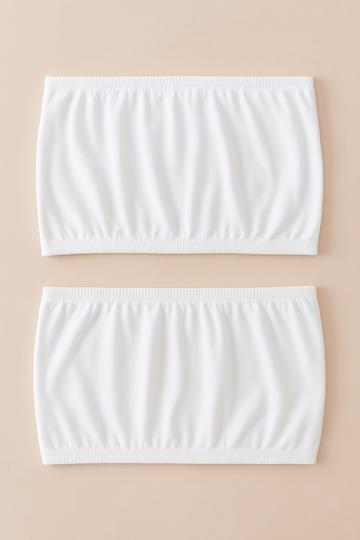 Pack of 2 Girls Solid Bandeau Tube Top - White
