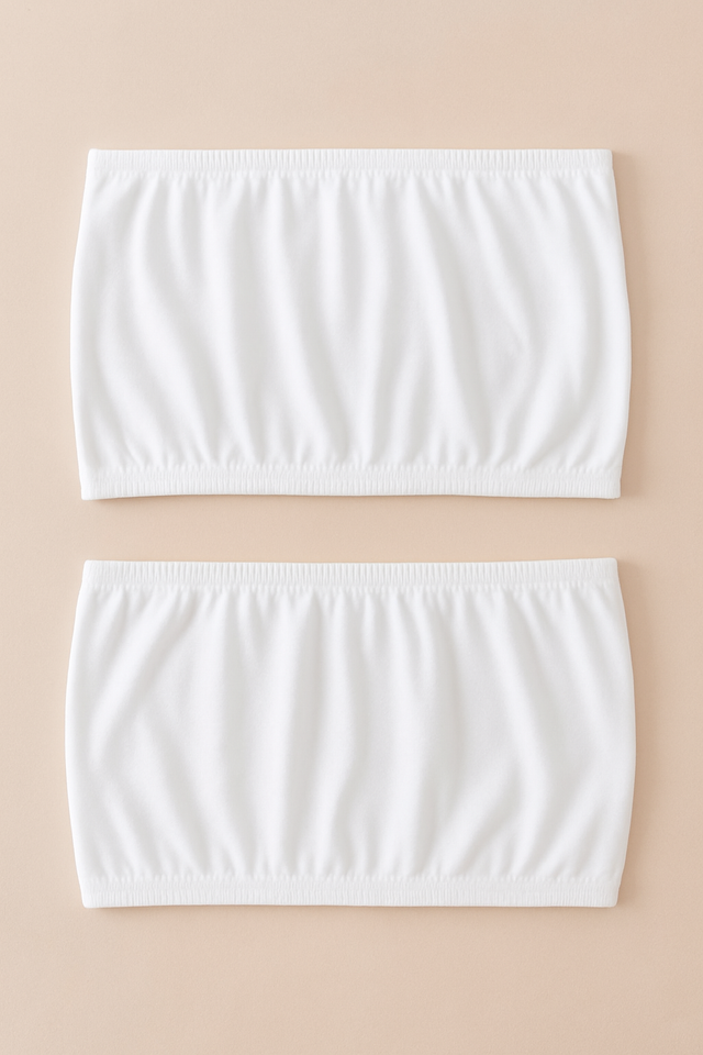 Pack of 2 Girls Solid Bandeau Tube Top - White