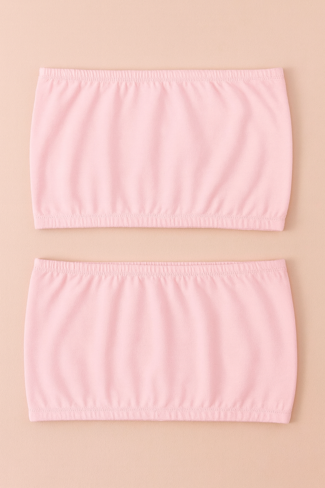Pack of 2 Girls Solid Bandeau Tube Top - Pink