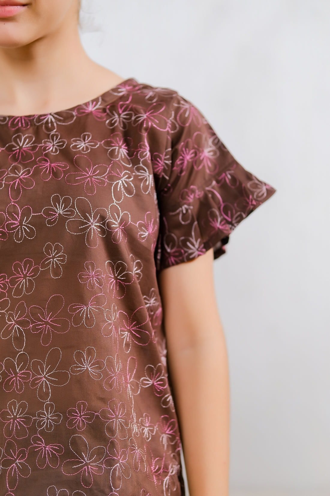 Chocolate Floral Embroidered Top