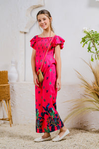 Coral Blossom Jumpsuit - Mix Cotton - jumpsuits, jumpsuit 2024 - Sprinkles Pakistan