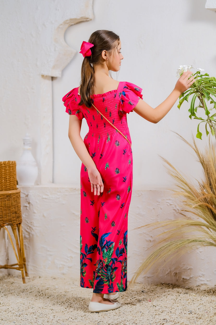 Coral Blossom Jumpsuit - Mix Cotton - jumpsuits, jumpsuit 2024 - Sprinkles Pakistan
