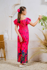 Coral Blossom Jumpsuit - Mix Cotton - jumpsuits, jumpsuit 2024 - Sprinkles Pakistan