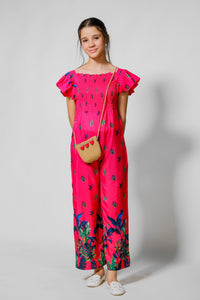 Coral Blossom Jumpsuit - Mix Cotton - jumpsuits, jumpsuit 2024 - Sprinkles Pakistan