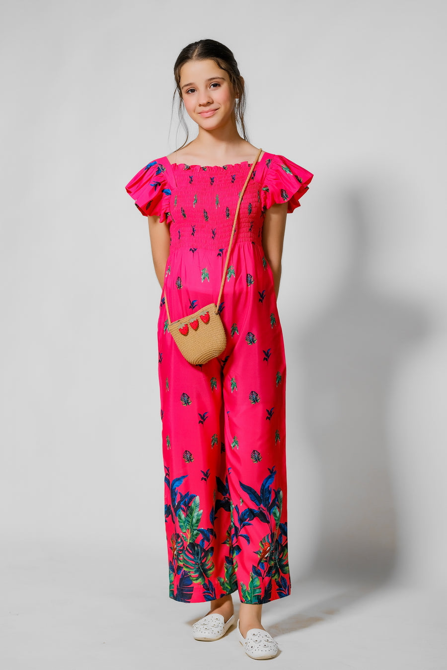 Coral Blossom Jumpsuit - Mix Cotton - jumpsuits, jumpsuit 2024 - Sprinkles Pakistan