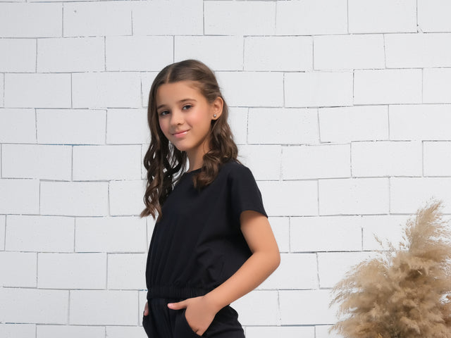 Black - Crop Basic Tee - Jersey