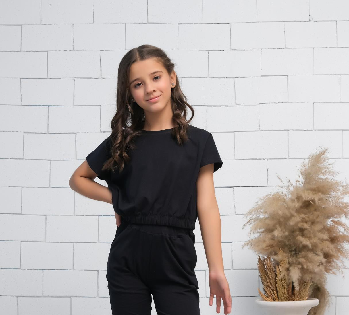 Black - Crop Basic Tee - Jersey - Jersey - t-shirts, kids-clearance - Sprinkles Pakistan