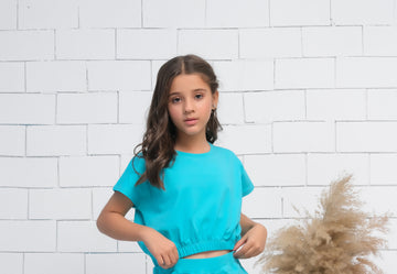 Blue - Crop Basic Tee - Jersey