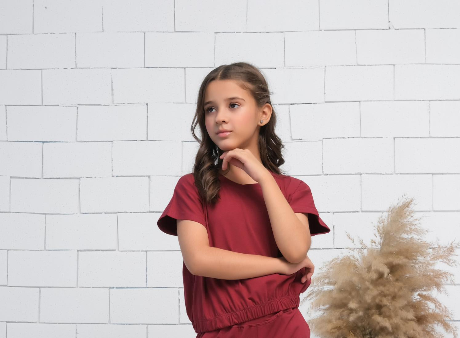 Maroon - Crop Basic Tee - Jersey - Jersey - t-shirts, kids-clearance - Sprinkles Pakistan
