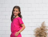 Pink - Crop Basic Tee - Jersey - Jersey - t-shirts, kids-clearance - Sprinkles Pakistan