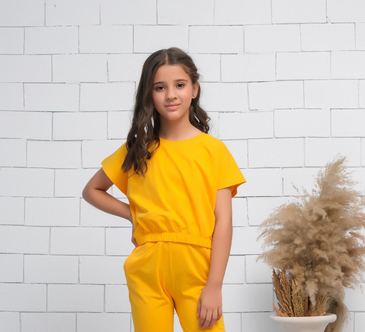 Yellow - Crop Basic Tee - Jersey - Jersey - t-shirts, kids-clearance - Sprinkles Pakistan