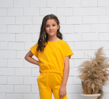 Yellow - Crop Basic Tee - Jersey