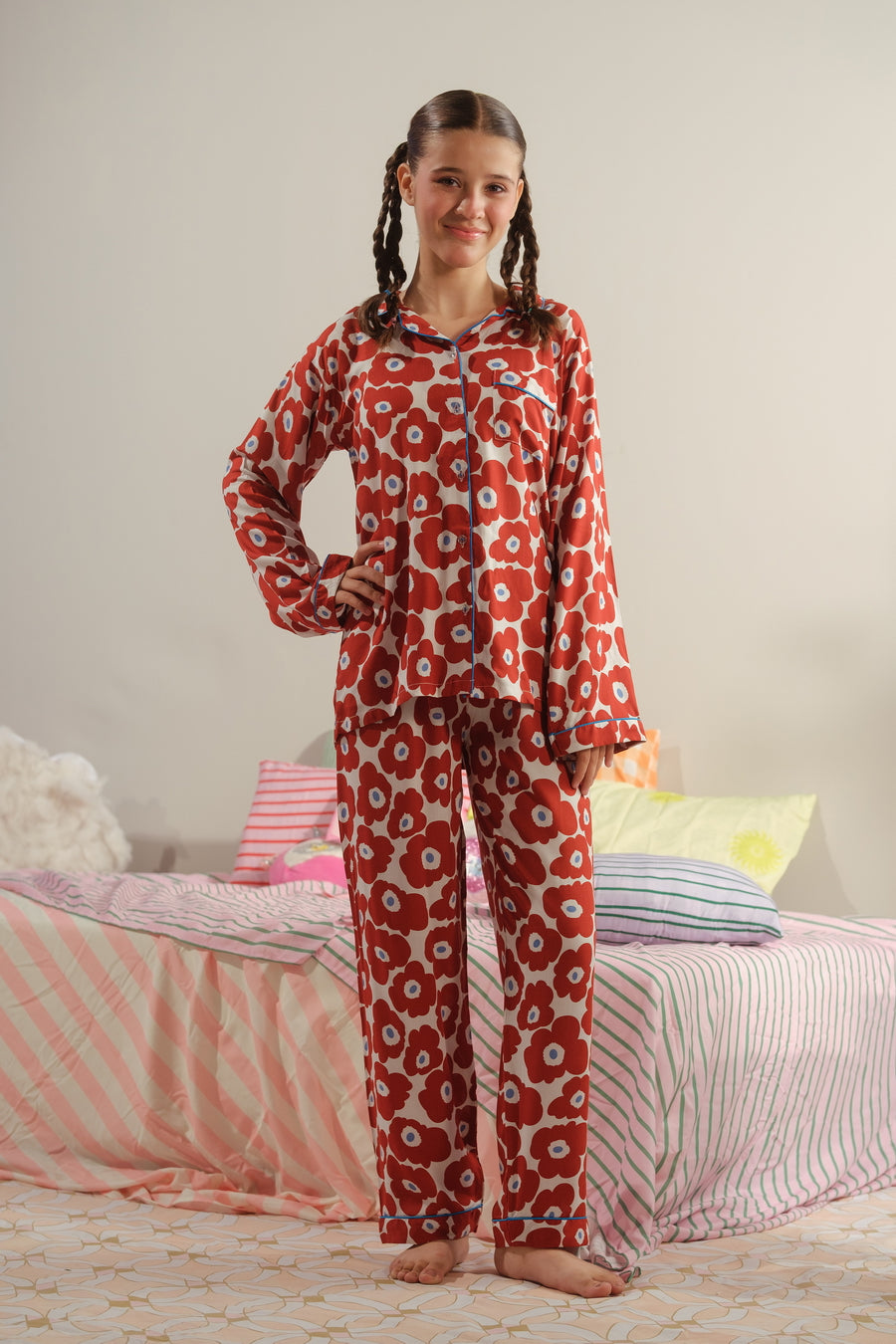 Crimson Symphony - 2pcs - Nightsuit - Boski Linen - New Arrival, Night Suit - Sprinkles Pakistan