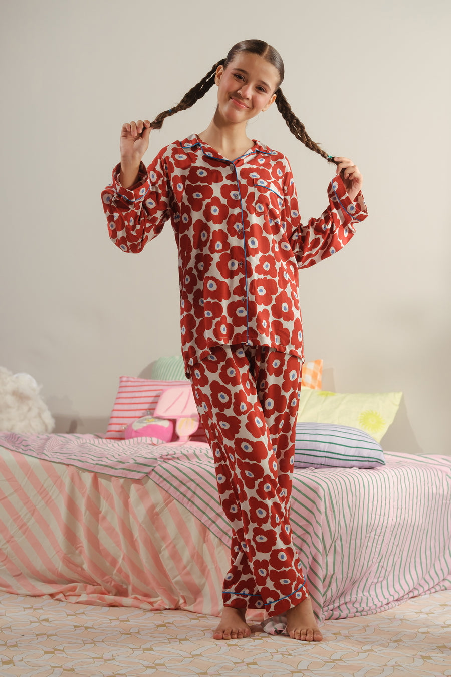 Crimson Symphony - 2pcs - Nightsuit - Boski Linen - New Arrival, Night Suit - Sprinkles Pakistan