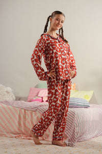 Crimson Symphony - 2pcs - Nightsuit - Boski Linen - New Arrival, Night Suit - Sprinkles Pakistan