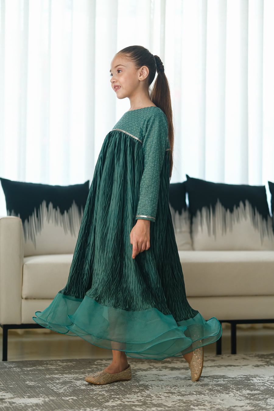 Noor - 1pcs Embellished - Chiffon - tunics-kids, Festive - Sprinkles Pakistan