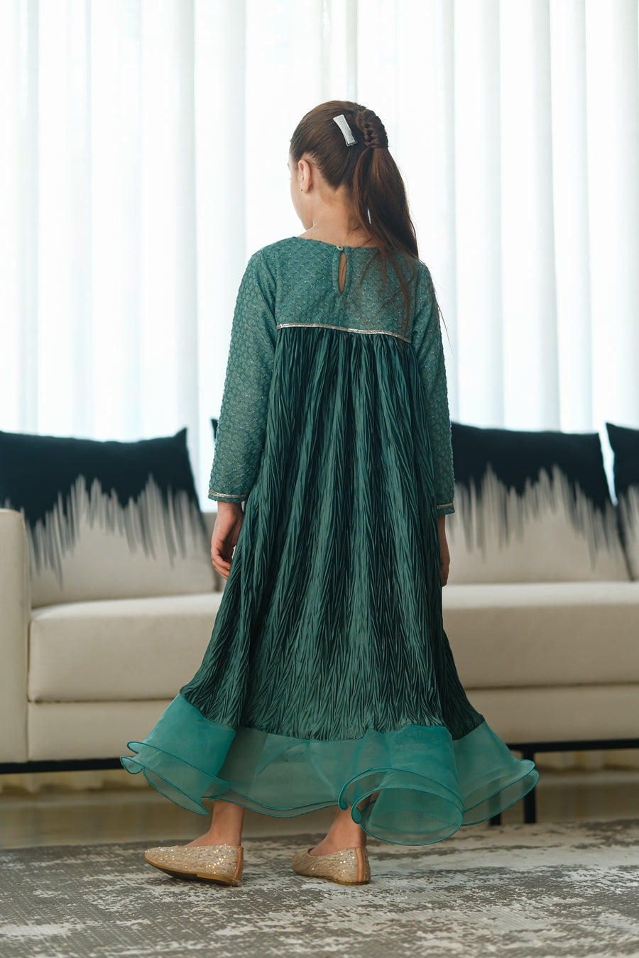 Noor - 1pcs Embellished - Chiffon - tunics-kids, Festive - Sprinkles Pakistan