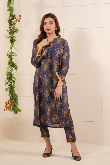 Noir Blooms Lawn 2 Pcs Ready to Wear Set