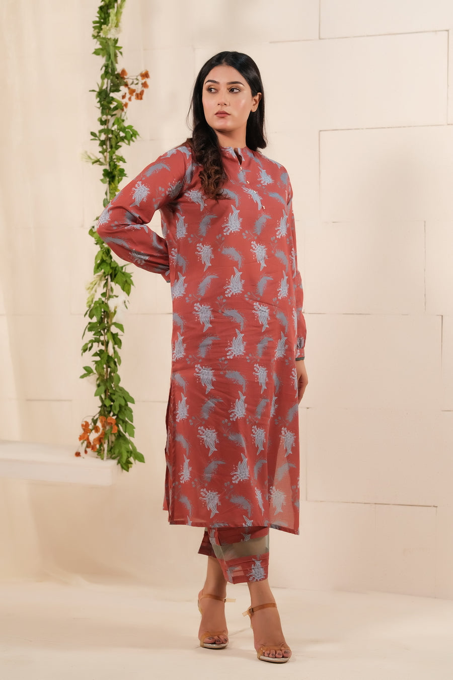 Chestnut Florals Lawn 2 Pcs Ready to Wear Set