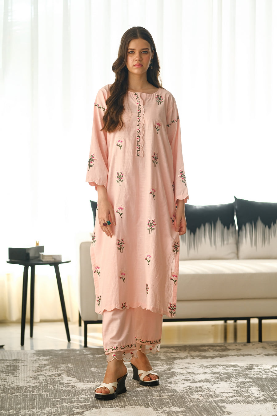 Pastel Bloom - 2pcs - Embroidered - Cotton - 2pcs-rtw - Sprinkles Pakistan