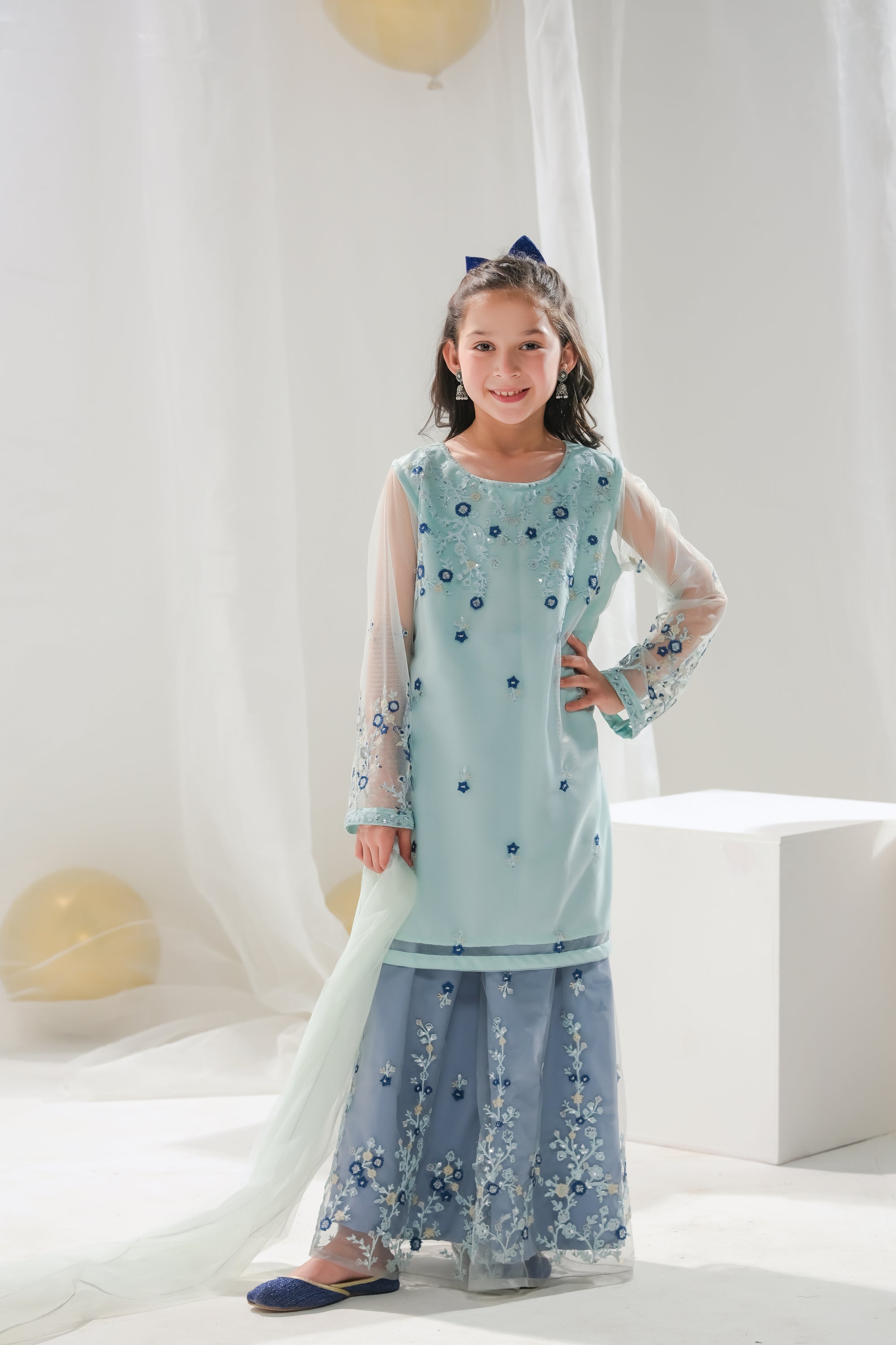 Hania - 3pcs Embroidered Gharara - festive - Sprinkles Pakistan