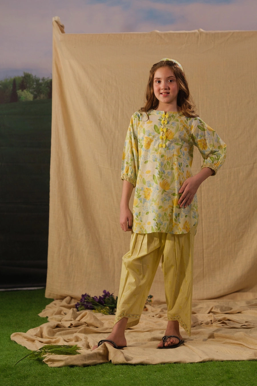 Sunny Tassel - 2pcs - Cotton/Lawn - 2pcs-ready-to-wear - Sprinkles Pakistan