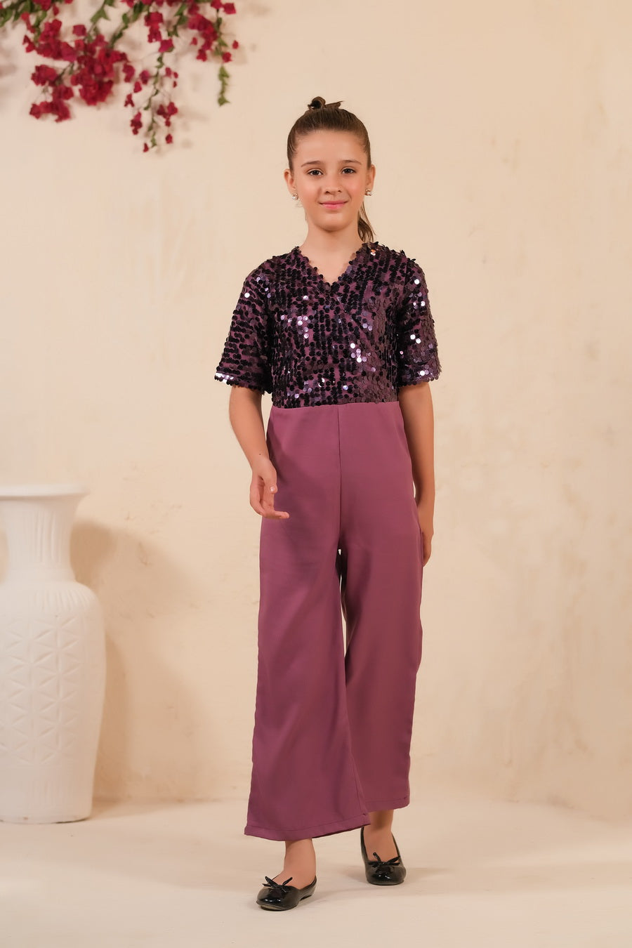 Shimmer Plum Jumpsuit