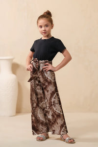 Tie Dye Slash Brown Flare Wide Leg Trouser - Soft Summer Crepe - bottoms, pants, women-bottom, women-clearance - Sprinkles Pakistan