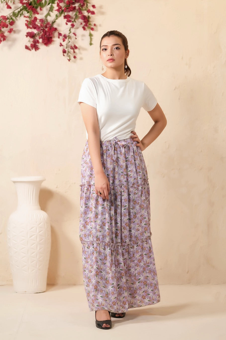 Lavender Bliss Allover Floral Print Skirt