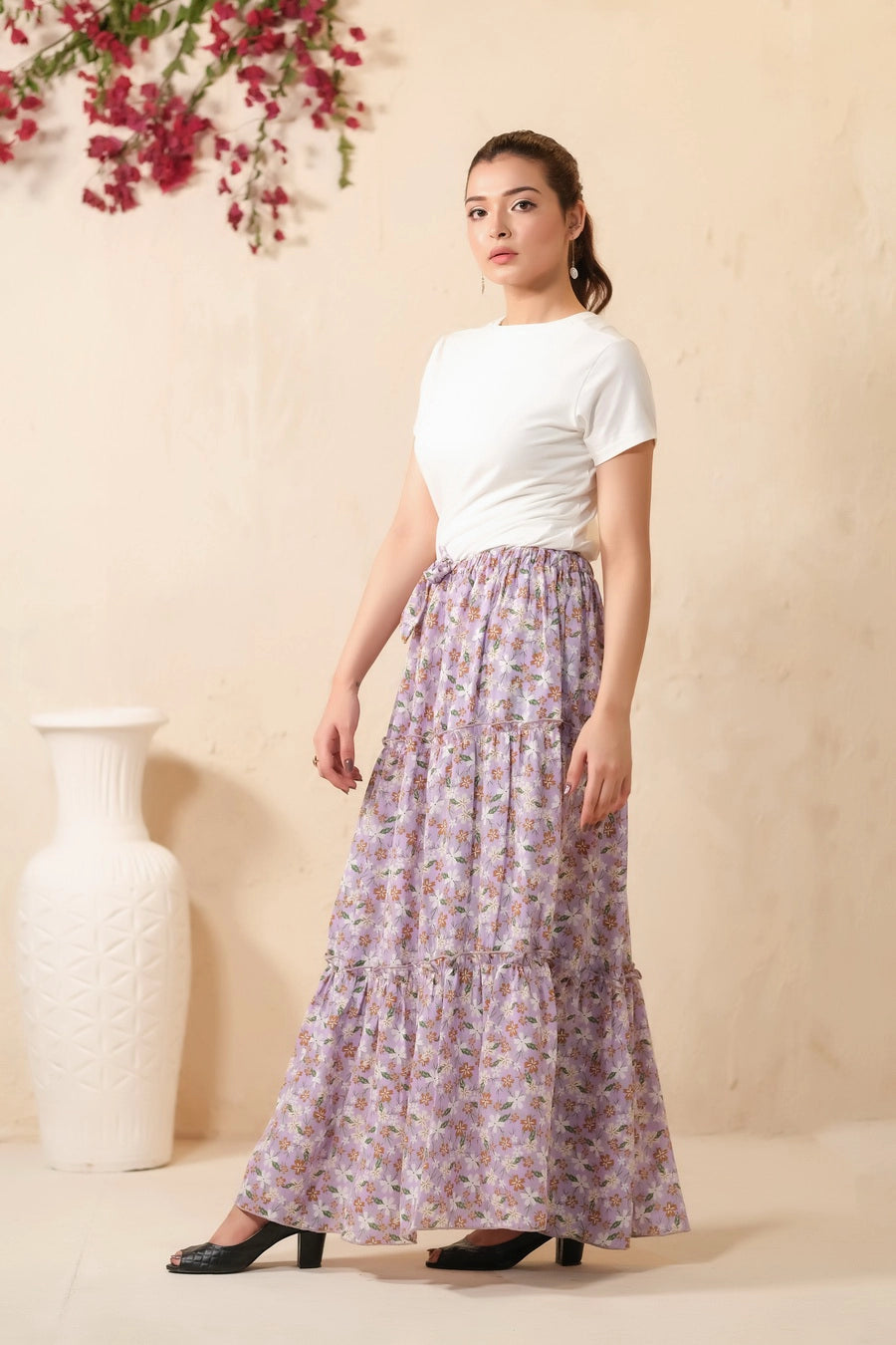 Lavender Bliss Allover Floral Print Skirt
