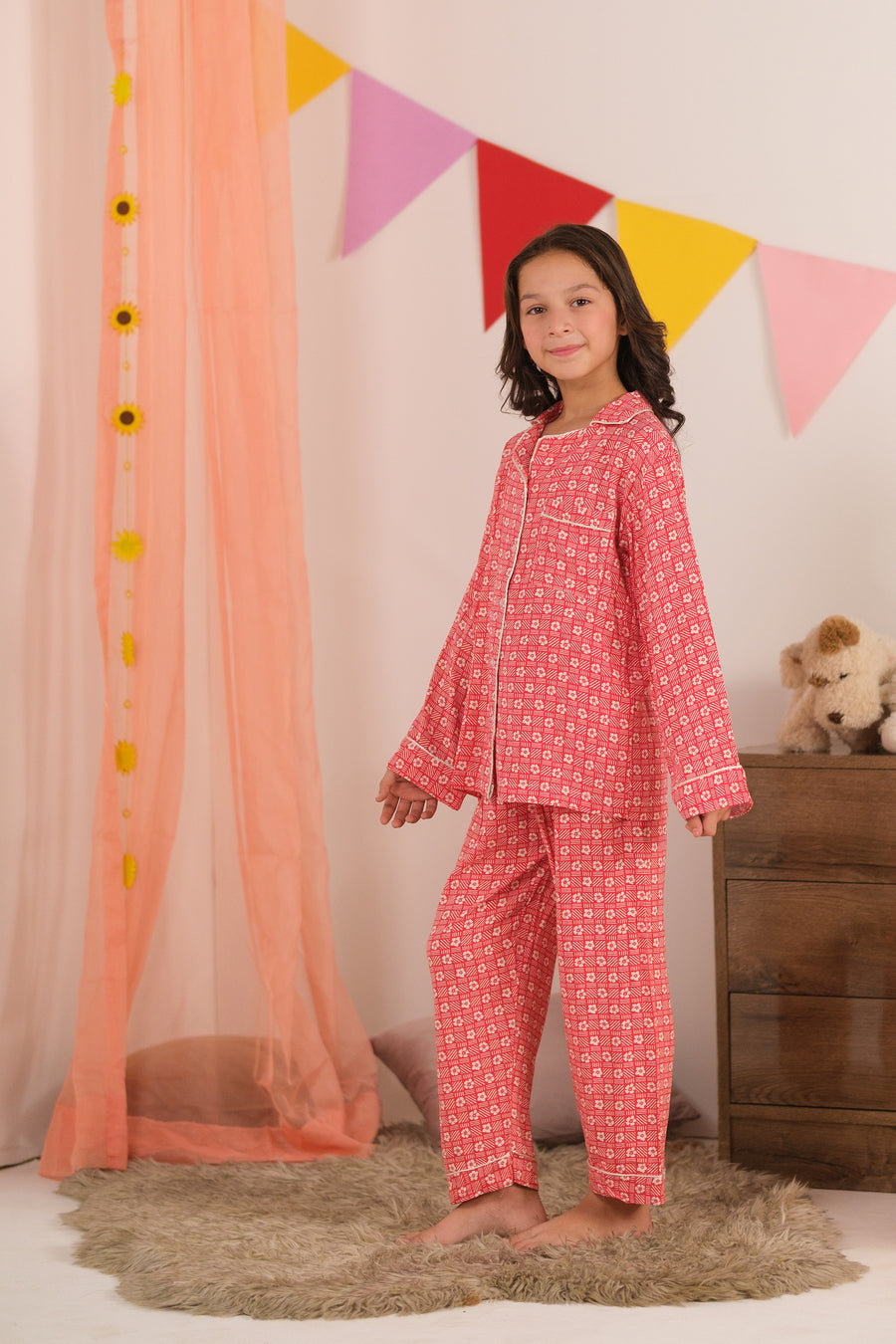 Crimson Cozy Mosaic - Night Suit - 2pcs