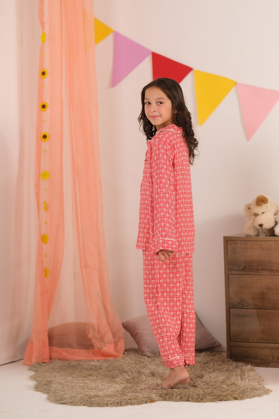 Crimson Cozy Mosaic - Night Suit - 2pcs