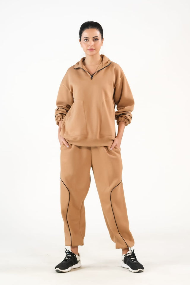 Linear Coffee Brown - 2pcs -  Co-Ord -  Set