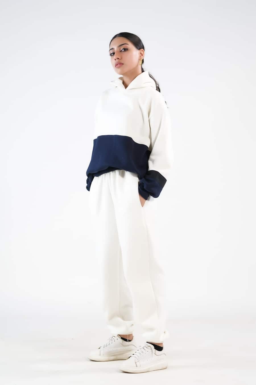 Stripy Ecru/Navy Blue - 2pcs -  Co-Ord -  Set