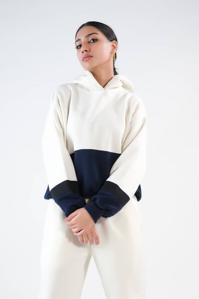 Stripy Ecru/Navy Blue - 2pcs -  Co-Ord -  Set