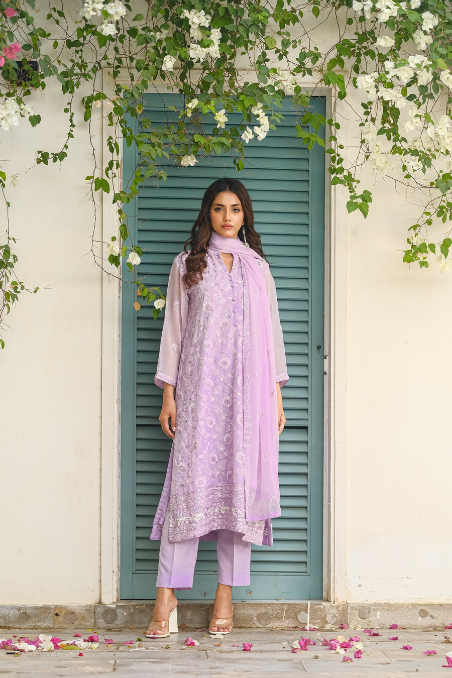 Lavender Dream - 3-Piece Luxury Chiffon - Chiffon - dresses, 2pcs-rtw - Sprinkles Pakistan
