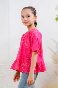 Floral Burst Pink Top - Cotton - shirts, topsshirts - Sprinkles Pakistan