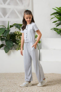 Grey - Jersey Jumpsuit - Jersey - dresses, jumpsuits, kids-clearance - Sprinkles Pakistan