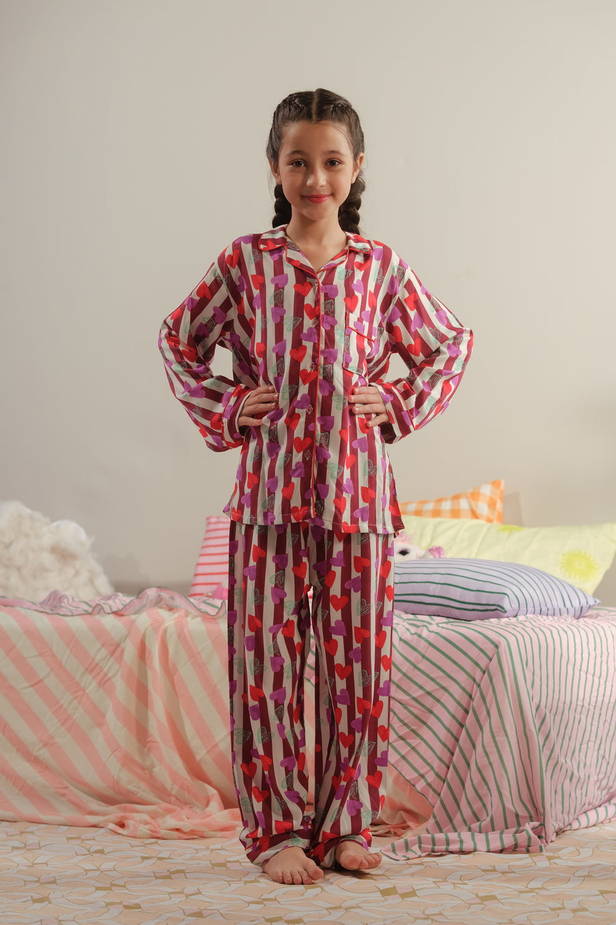Heartstrings Charm - 2pcs - Nightsuit - Boski Linen - New Arrival, Night Suit - Sprinkles Pakistan