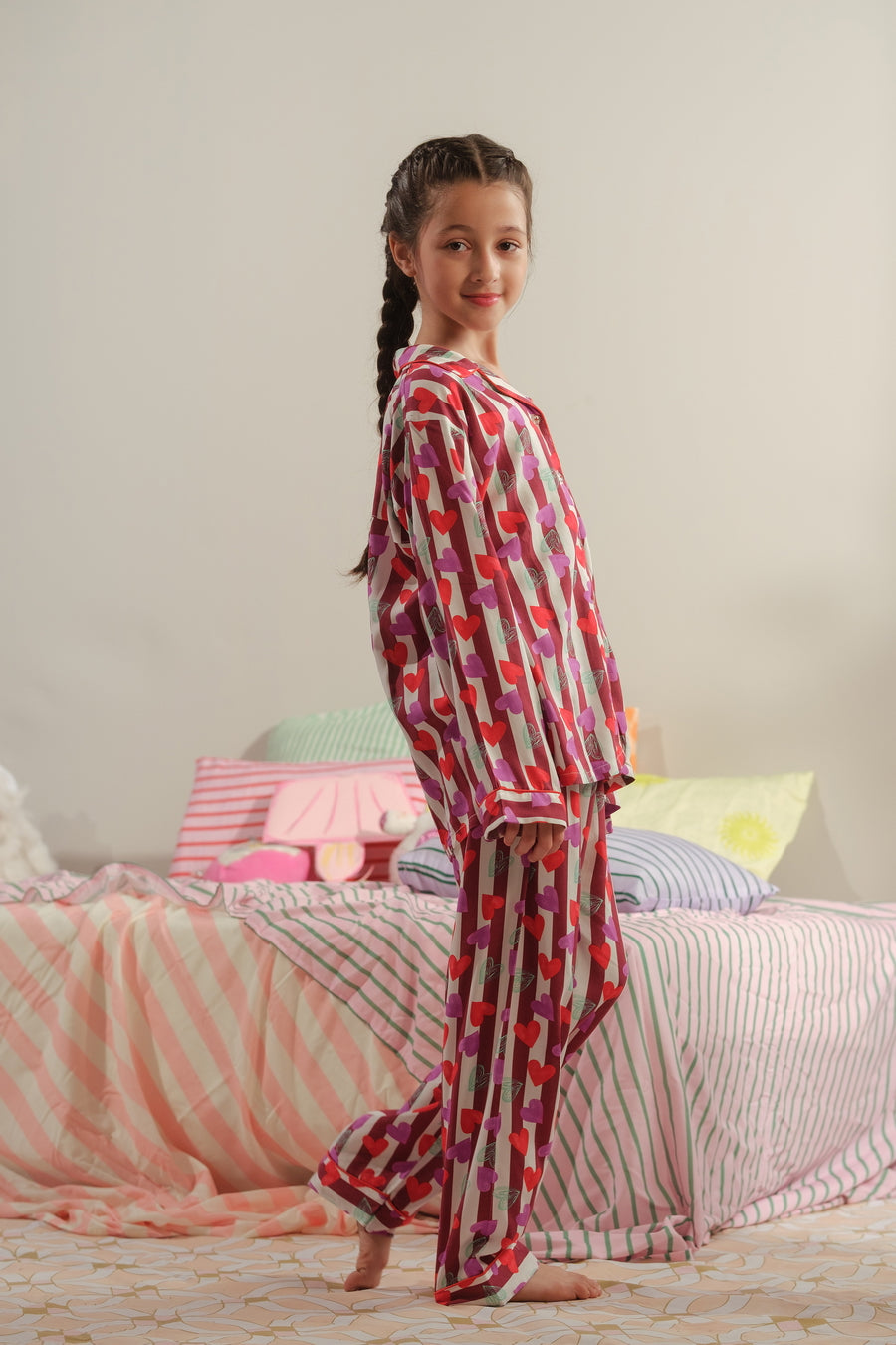 Heartstrings Charm - 2pcs - Nightsuit - Boski Linen - New Arrival, Night Suit - Sprinkles Pakistan