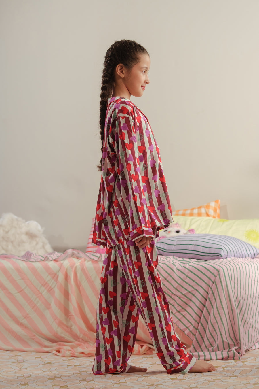 Heartstrings Charm - 2pcs - Nightsuit - Boski Linen - New Arrival, Night Suit - Sprinkles Pakistan
