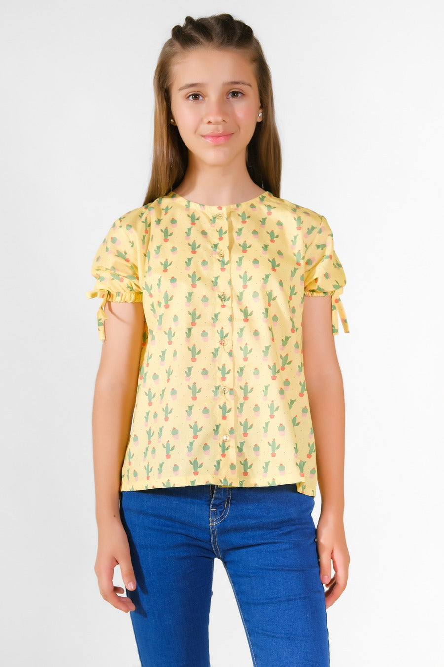 Cute Cactus - Cambric - Half Sleeves Top