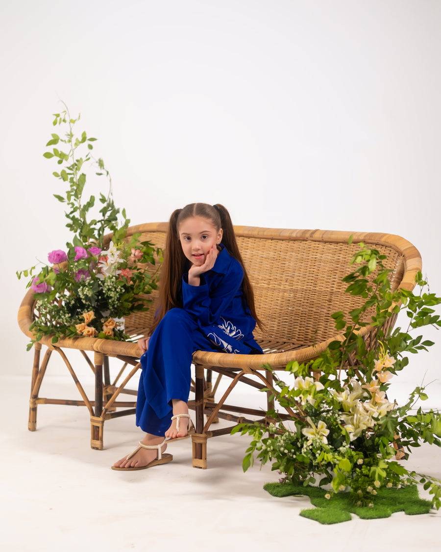 Indigo Bloom - Co-ords - Embroidered - Poly Cambric - 2pcs-ready-to-wear - Sprinkles Pakistan