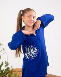 Indigo Bloom - Co-ords - Embroidered - Poly Cambric - 2pcs-ready-to-wear - Sprinkles Pakistan