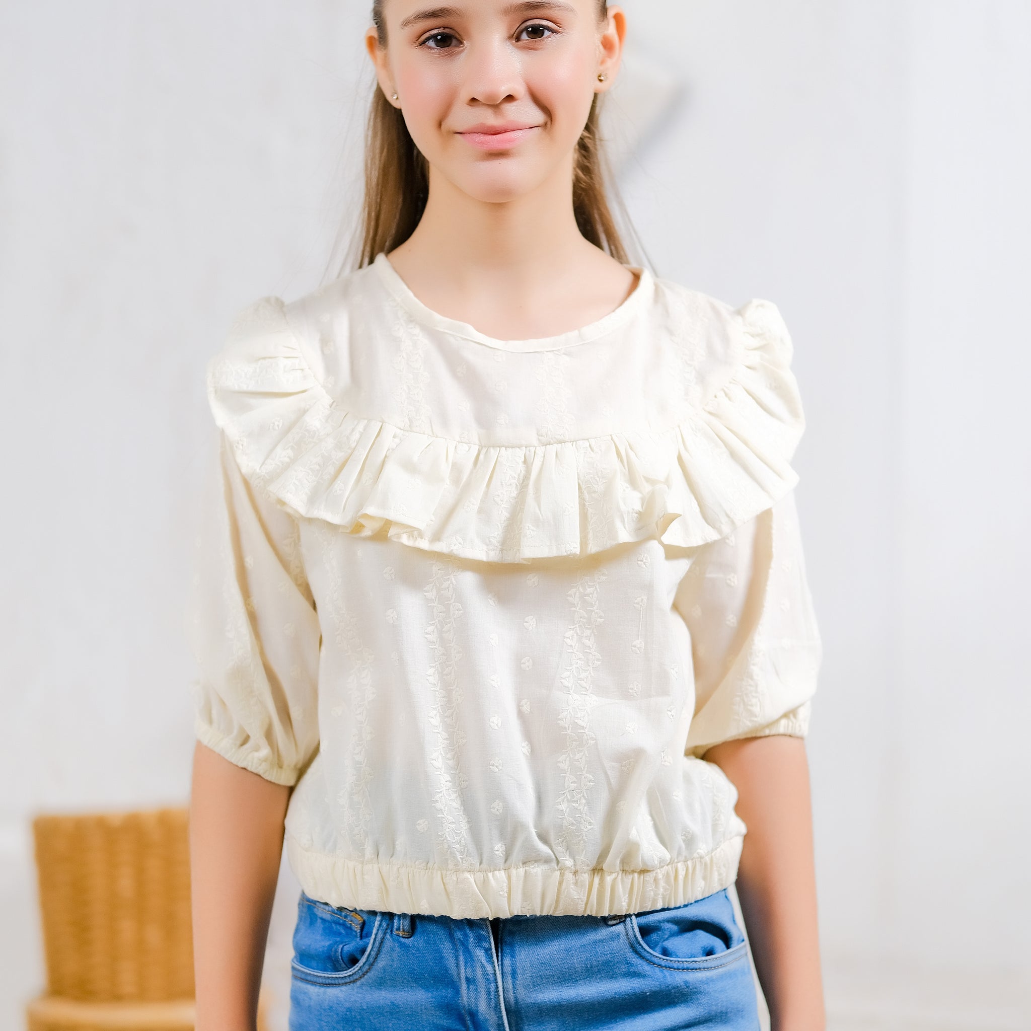 Ivory Ruffle Blouse